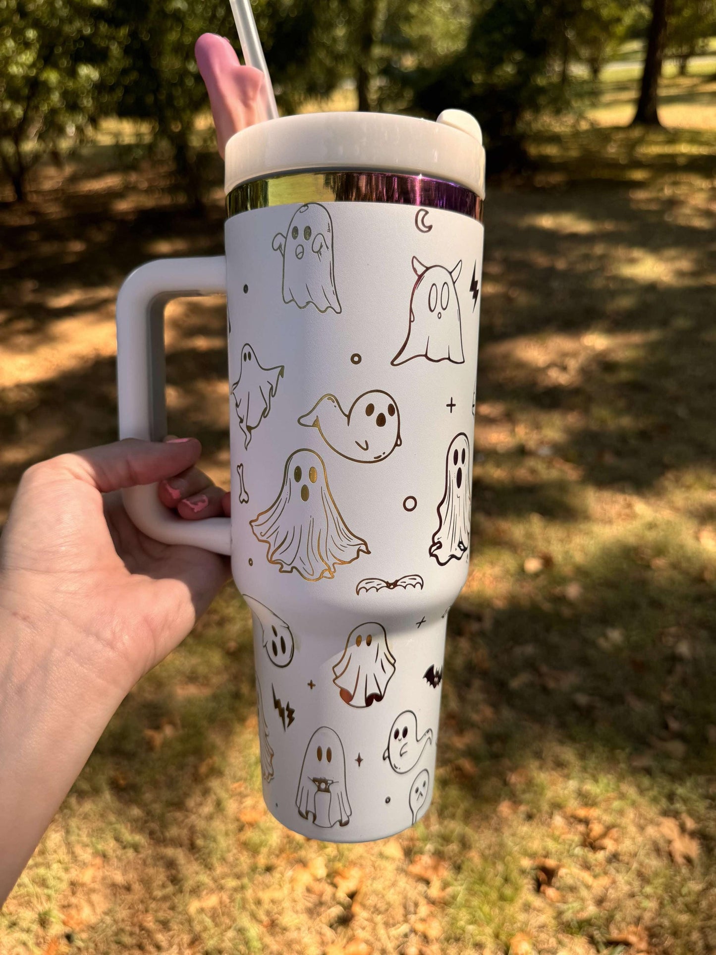 Ghost Tumbler with Straw topper