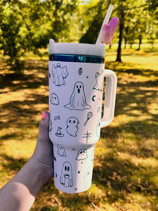 Ghost Tumbler with Straw topper