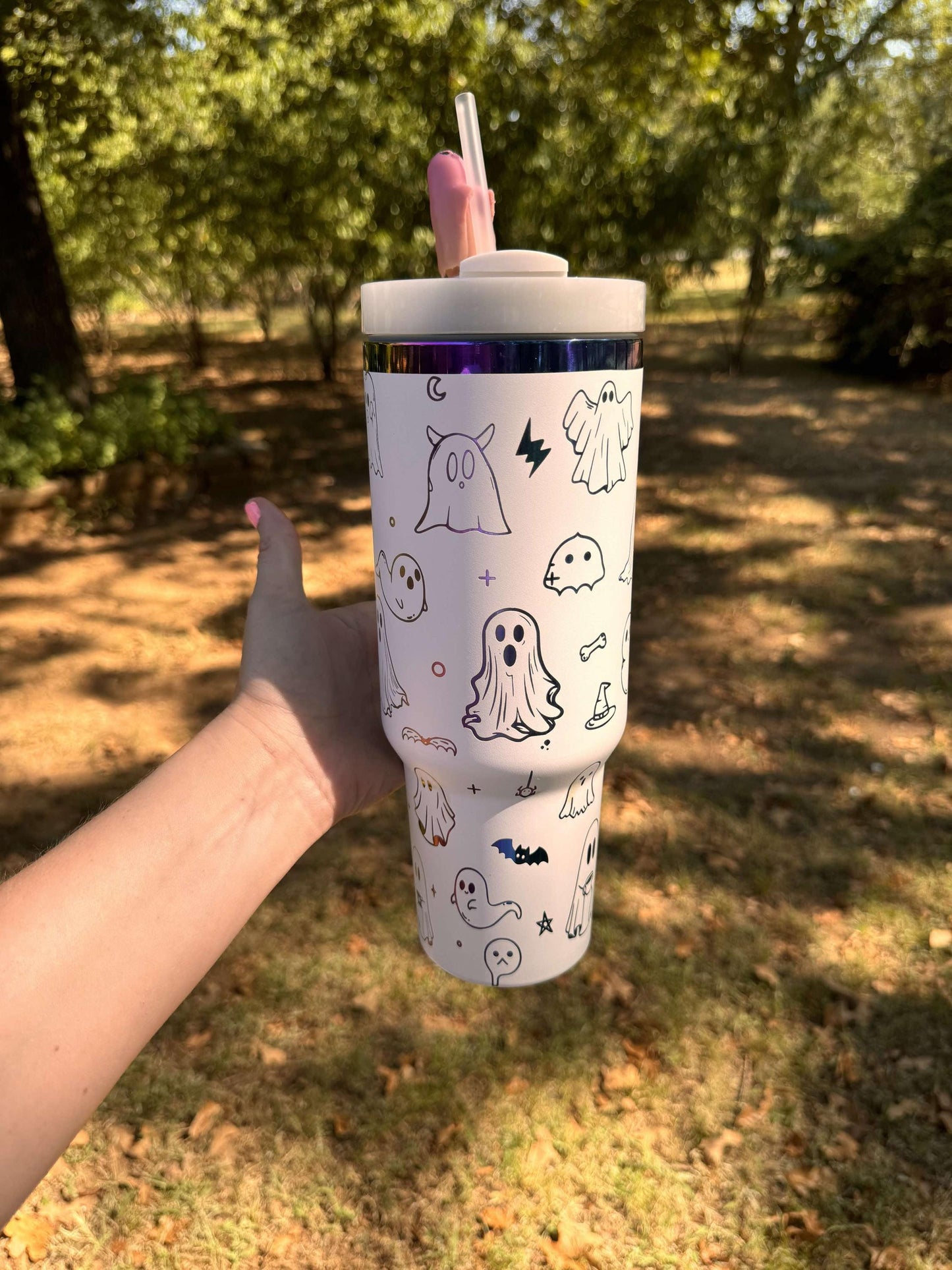 Ghost Tumbler with Straw topper